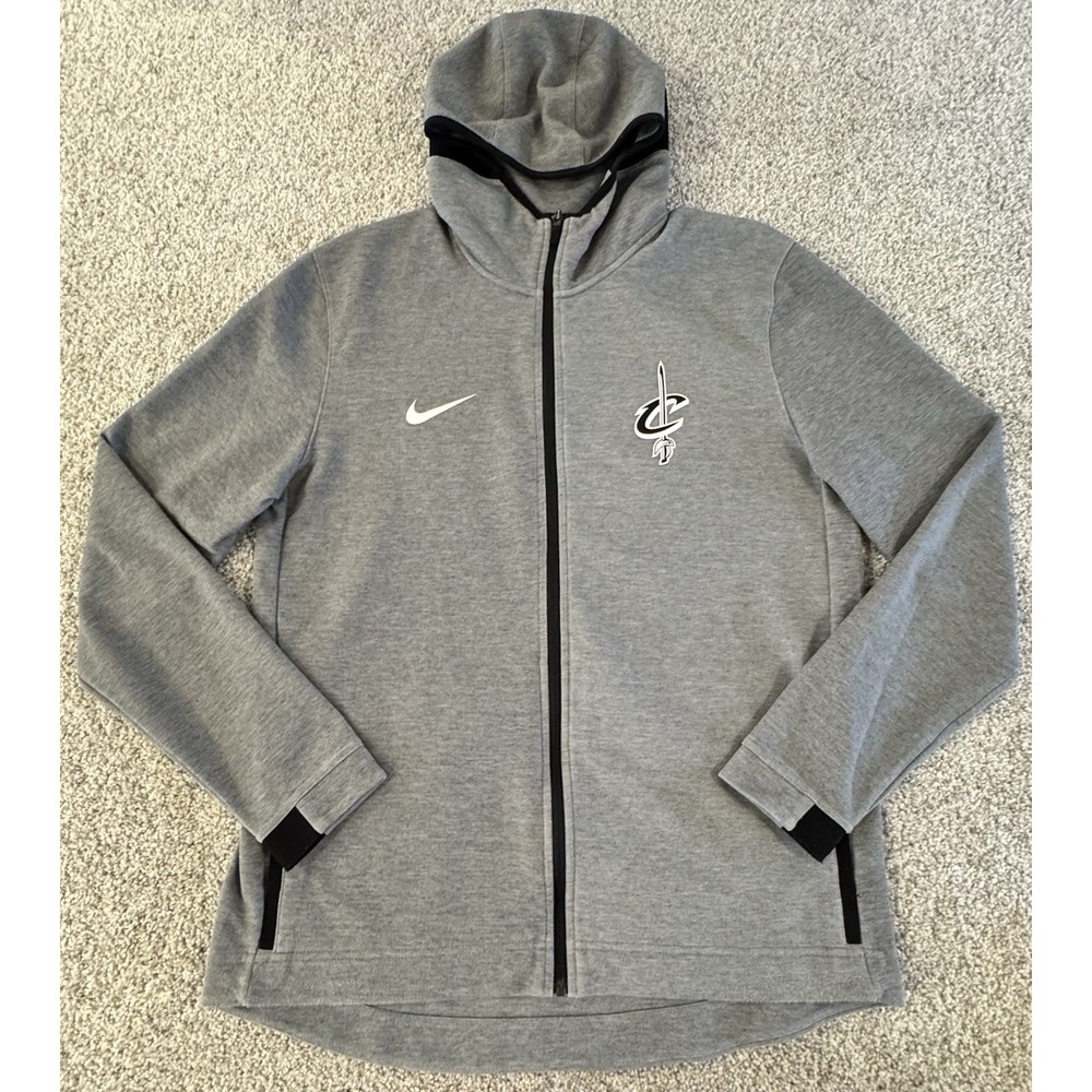 Nike Cleveland Cavaliers Showtime Jacket Mens Large Gray Hooded NBA Dri-Fit Zip